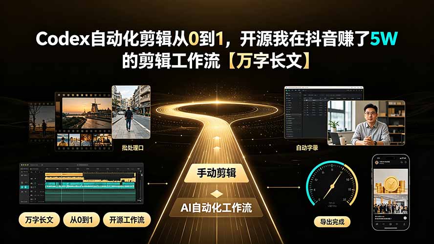 Codex自动化剪辑从0到1，开源我在抖音赚了5W 的剪辑工作流【万字长文】-副业网创