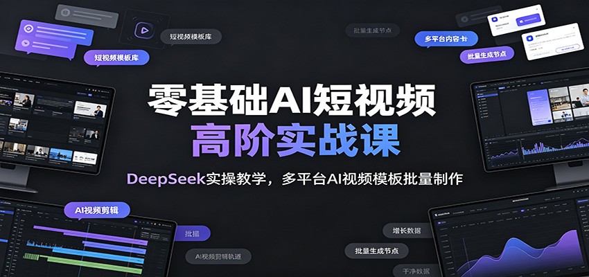 零基础AI短视频高阶实战课：DeepSeek实操教学，多平台AI视频模板批量制作-副业网创