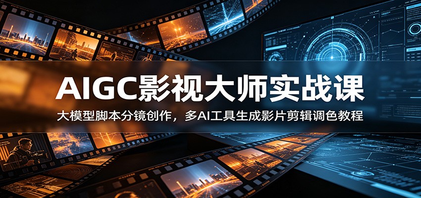 AIGC影视大师实战课:大模型脚本分镜创作,多AI工具生成影片剪辑调色教程-副业网创