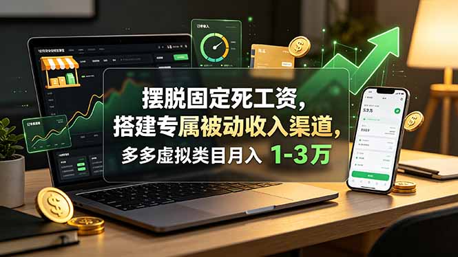 摆脱固定死工资,搭建专属被动收入渠道,多多虚拟类目月入 1-3 万-副业网创