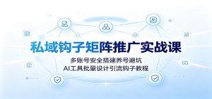 私域钩子矩阵推广实战课:多账号安全搭建养号避坑,AI工具批量设计引流钩子教程-副业网创