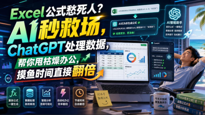 Excel公式愁死人？AI秒救场，ChatGPT处理数据，帮你甩枯燥办公，摸鱼时间直接翻倍【原创双语字幕】-副业网创