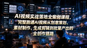 AI视频实战落地全案例课程,完整跑通AI视频从创意策划、素材制作、生成剪辑到批量产出的全创作链路-副业网创