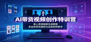 AI带货视频创作特训营：真人质感视频生成教程，多品类带货案例与运营矩阵教学-副业网创
