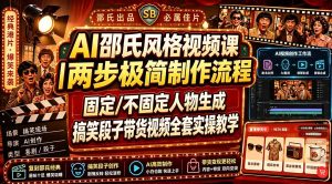 AI邵氏风格视频课｜两步极简制作流程，固定/不固定人物生成，搞笑段子带货视频全套实操教学-副业网创
