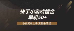 快手小游戏撸金 单机日赚 50，零基础可做，支持单人矩阵放大-副业网创