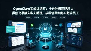 OpenClaw实战特训营:十分钟搭建环境×微信飞书接入私人助理,从零培养你的AI数字员工-副业网创