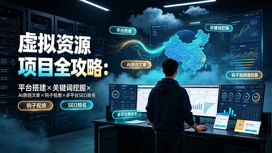 虚拟资源项目全攻略：平台搭建×关键词挖掘×AI原创文章×钩子视频×多平台SEO排名-副业网创