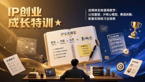 IP创业成长特训★自媒体实体通用教学:认知重塑、IP核心模型、赛道拆解、配套实操练习全指南-副业网创