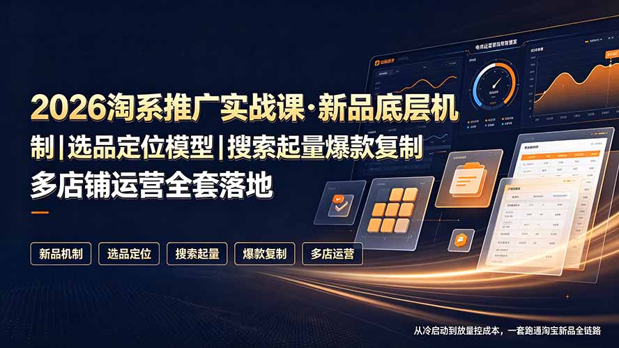 2026淘系推广实战课·新品底层机制|选品定位模型|搜索起量爆款复制多店铺运营全套落地教程-副业网创