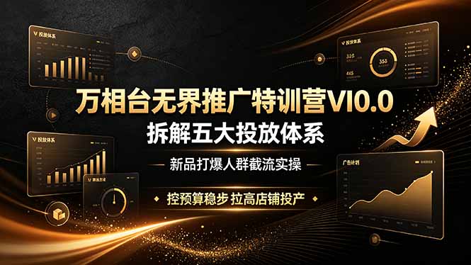 万相台无界推广特训营VI0.0，拆解五大投放体系，新品打爆人群截流实操，控预算稳步拉高店铺投产-副业网创