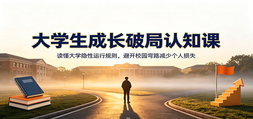大学生成长破局认知课:读懂大学隐性运行规则,避开校园弯路减少个人损失-副业网创