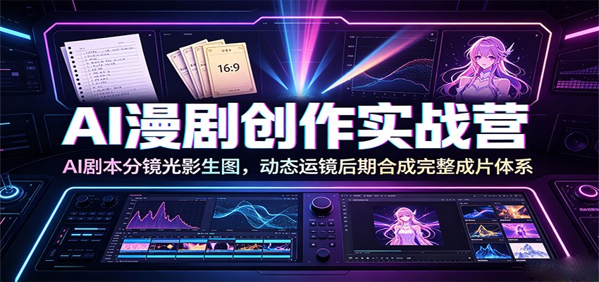 AI漫剧创作实战营：AI剧本分镜光影生图，动态运镜后期合成完整成片体系-副业网创