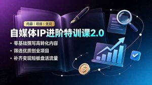 自媒体IP进阶特训课2.0，零基础撰写高转化内容，筛选优质创业项目，补齐变现短板盘活流量-副业网创