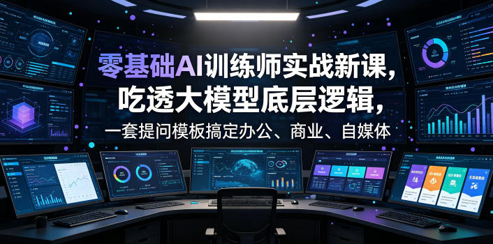 零基础AI训练师实战课，吃透大模型底层逻辑，一套提问模板搞定办公、商业、自媒体、设计、生活全场景AI落地应用-副业网创