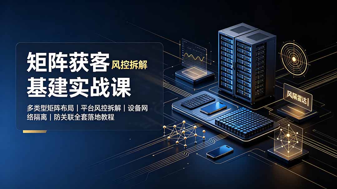 矩阵获客基建实战课：多类型矩阵布局｜平台风控拆解｜设备网络隔离｜防关联全套落地教程-副业网创