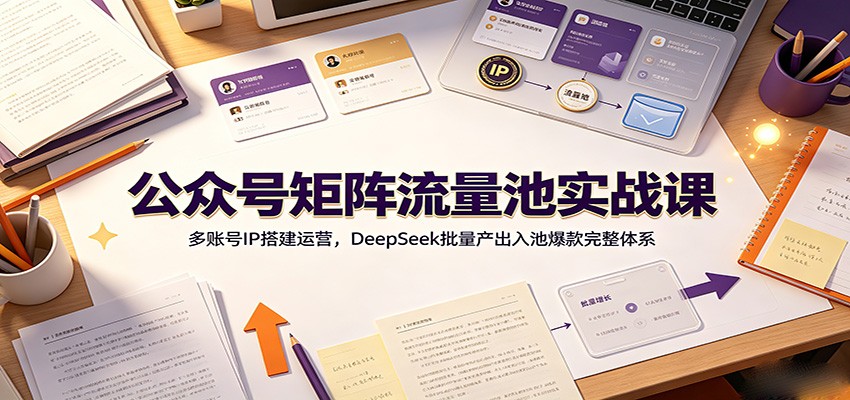 公众号矩阵流量池实战课:多账号IP搭建运营,DeepSeek批量产出入池爆款完整体系-副业网创
