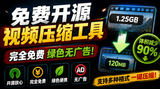 Github开源视频压缩瘦身工具，轻松压缩90%，并保持画质清晰，完全免费绿色无广告！VideoSlim-副业网创