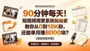 90 分钟每天！短视频周更系统教你从 0 到 18K 粉，还能单月赚 8000 块？【原创双语字幕】-副业网创