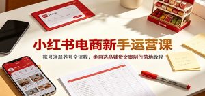 小红书电商新手运营课：账号注册养号全流程，类目选品铺货文案制作落地教程-副业网创