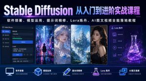 Stable Diffusion从入门到进阶实战课程|软件部署、模型运用、提示词精修、Lora炼丹、AI图文视频全能落地教程-副业网创