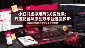 小红书虚拟矩阵5.0实战课：开店配置｜AI原创｜双平台选品｜多IP隔离｜测怼店铺工作室批量变现实操教学-副业网创
