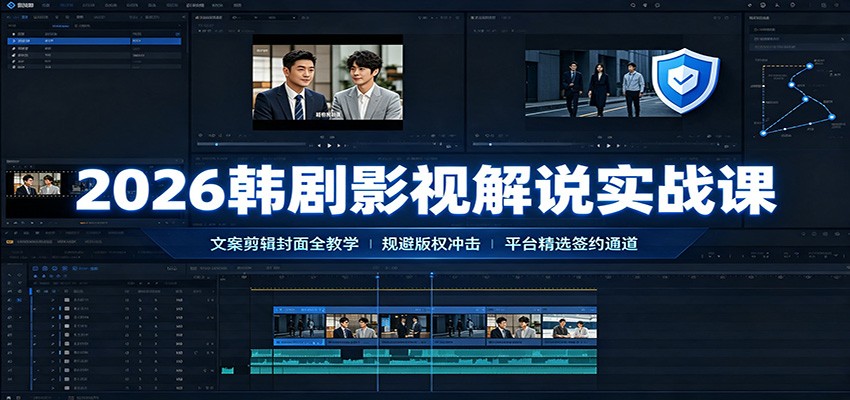 2026韩剧影视解说实战课：文案剪辑封面全教学，规避版权冲击平台精选签约通道-副业网创