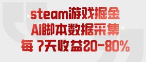 steam游戏掘金，AI脚本数据采集，轻松月入过万，每7天收益20-80%-副业网创