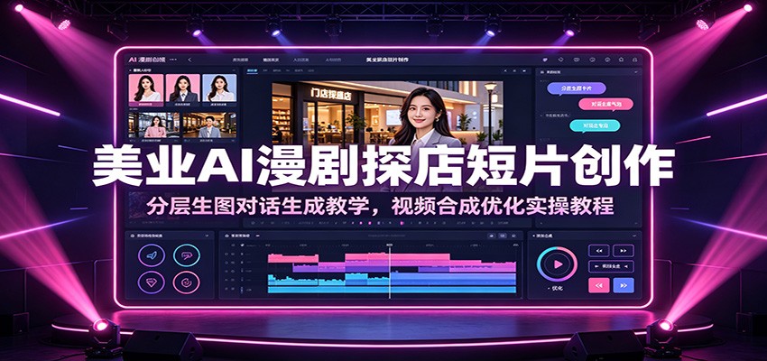 美业AI漫剧探店短片创作：分层生图对话生成教学，视频合成优化实操教程-副业网创