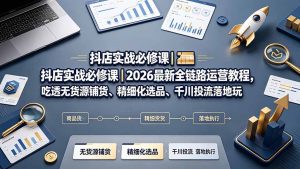 抖店实战必修课｜2026最新全链路运营教程，吃透无货源铺货、精细化选品、千川投流落地玩法-副业网创