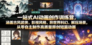 一站式AI动画创作训练营,涵盖古风武侠、影视风格、异世界科幻、解压场景,从零自主制作高质量原创短篇动画(更新)-副业网创