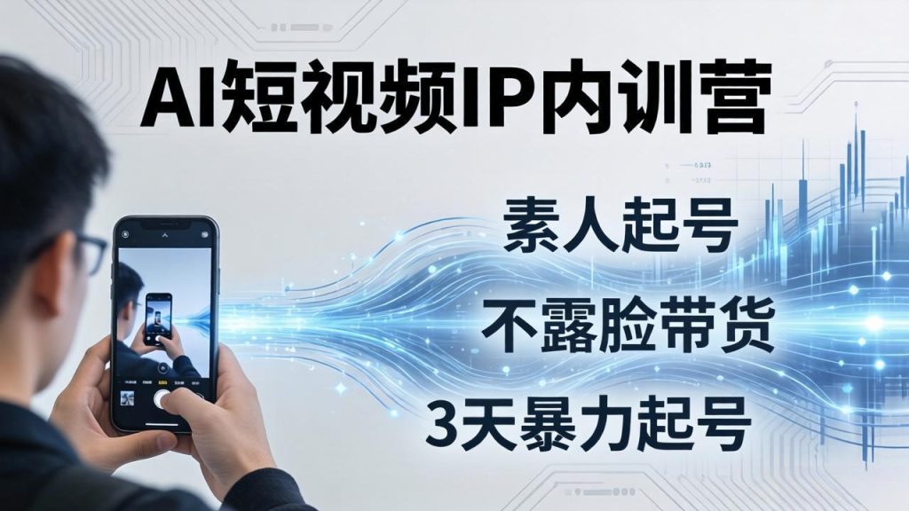 2026AI短视频IP内训营-更新：从素人起号到不露脸带货，3天暴力起号全流程拆解-副业网创