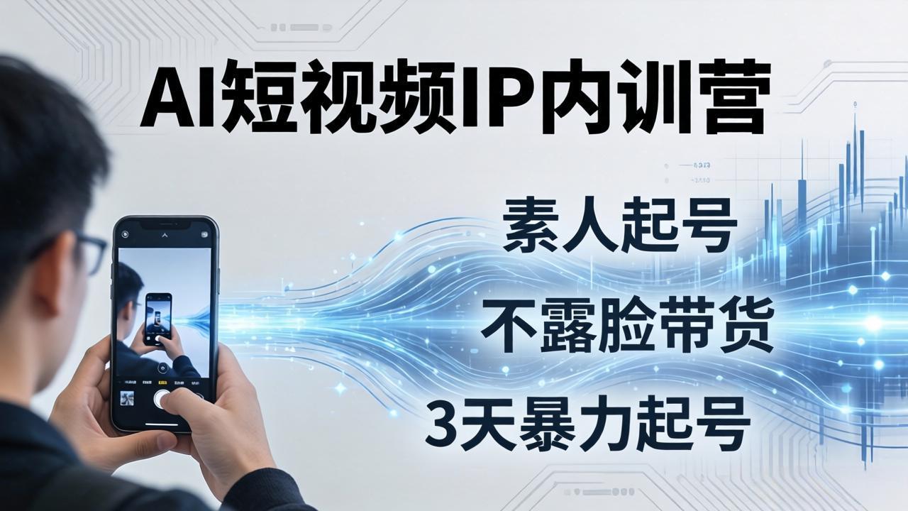 2026AI短视频IP内训营-更新:从素人起号到不露脸带货,3天暴力起号全流程拆解-副业网创