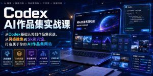 Codex AI作品集实战课,从Codex基础认知到作品集实战,从灵感搜集到Skill沉淀,打造属于你的AI作品集网站-副业网创