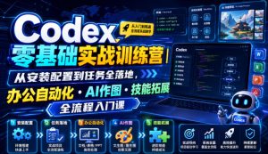 Codex零基础实战训练营｜从安装配置到任务全落地，办公自动化・AI作图・技能拓展全流程入门课-副业网创