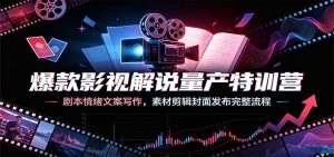 爆款影视解说量产特训营:剧本情绪文案写作,素材剪辑封面发布完整流程-副业网创
