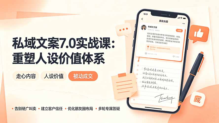 私域文案实战课7.0：重塑人设价值体系｜-告别硬广推销×走心内容×自我价值塑造，实现被动成交-副业网创