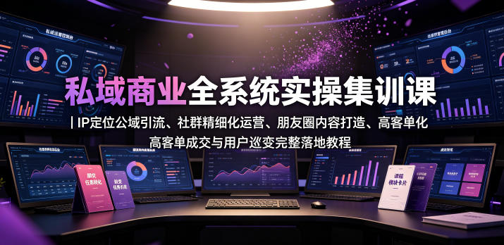 私域商业全系统实操课｜IP定位公域引流、社群精细化运营、朋友圈内容打造、高客单成交与用户裂变完整落地教程-副业网创