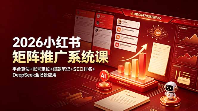 2026小红书矩阵推广系统课：平台算法+账号定位+爆款笔记+SEO排名+DeepSeek全场景应用-副业网创