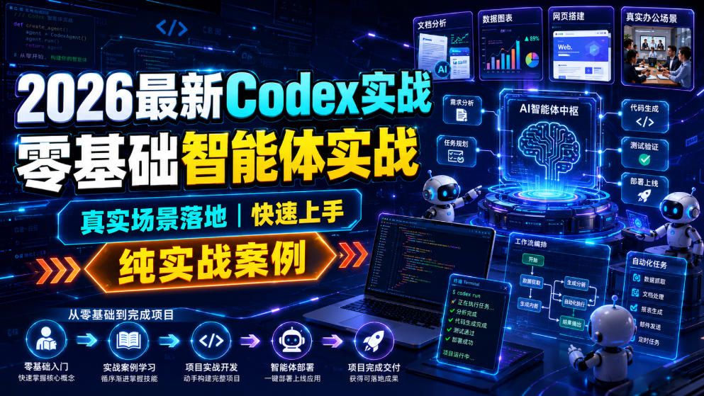 2026最新Codex实战零基础智能体实战，真实场景落地，快速上手，纯实战案例-副业网创