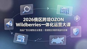 2026俄区跨境OZON Wildberries一体化运营大课，选品广告仓储售后全覆盖，搭建稳定俄跨境盈利店铺-副业网创