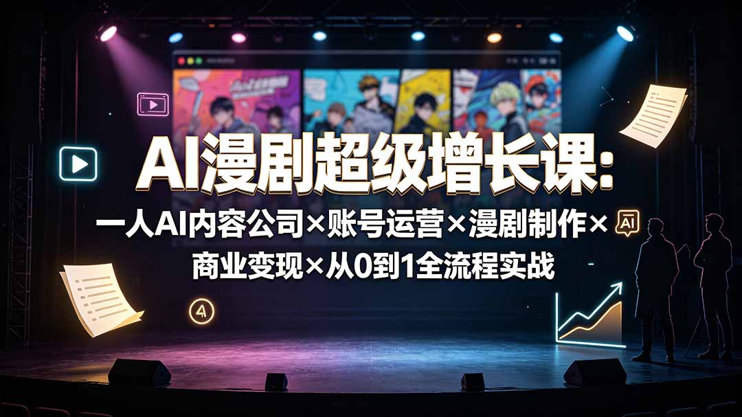 AI漫剧超级增长课：一人AI内容公司×账号运营×漫剧制作×商业变现×从0到1全流程实战-副业网创