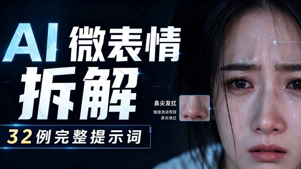 AI微表情拆解提示词合集，精准调控AI角色表情，告别塑料感、AI面瘫脸。-副业网创