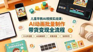 儿童早教AI视频实战课：0-6岁认知选题｜AI动画批量制作｜权重流量拉升｜宝妈账号带货变现全流程-副业网创