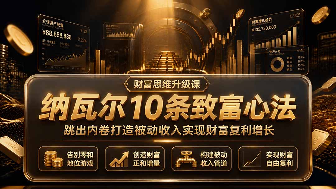 付费文章:纳瓦尔10条致富心法,跳出内卷打造被动收入实现财富复利增长-副业网创