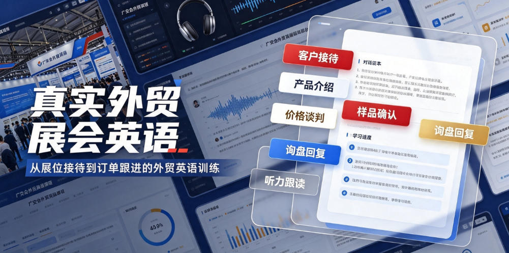 真实外贸展会英语，广交会外贸口语听力突击课程【音频】-副业网创