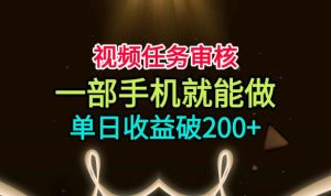 视频任务审核，一部手机就能做，简单上手，单日收益破200+【揭秘】-副业网创