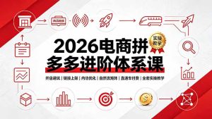 2026电商拼多多进阶体系课，开店避坑，链接上架，内功优化，自然流矩阵｜直通车付费｜全套实操教学-副业网创