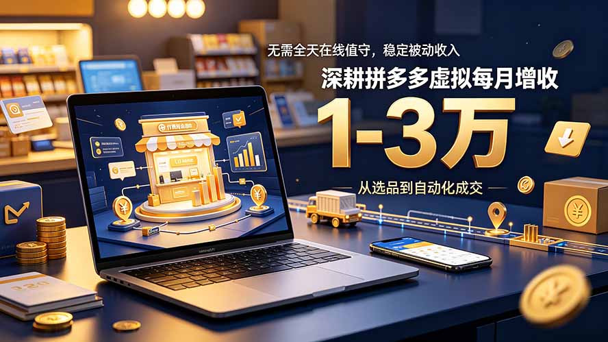 无需全天在线值守，稳定被动收入，深耕拼多多虚拟每月增收 1-3 万-副业网创