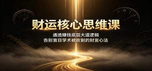 财运核心思维课:通透赚钱底层大道逻辑,告别盲目学术被收割的财富心法-副业网创